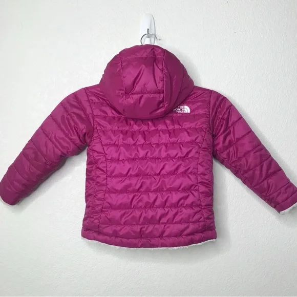 THE NORTH FACE Mossbud Swirl Reversible Hooded Puffer Jacket Dark Pink - Picture 8 of 15